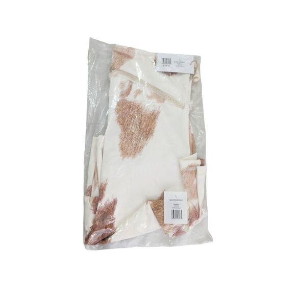Cowhide Scoop Bodysuit | Detachable Chain Belt Beige Multi Cow Hide Print L NWT - Picture 7 of 11